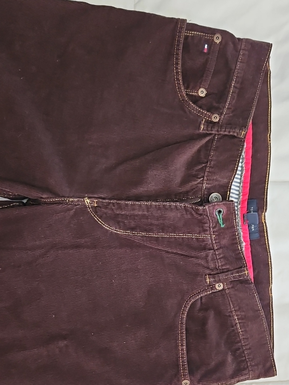 Tommy Hilfiger Brown Corduroy Pants with Red Trim